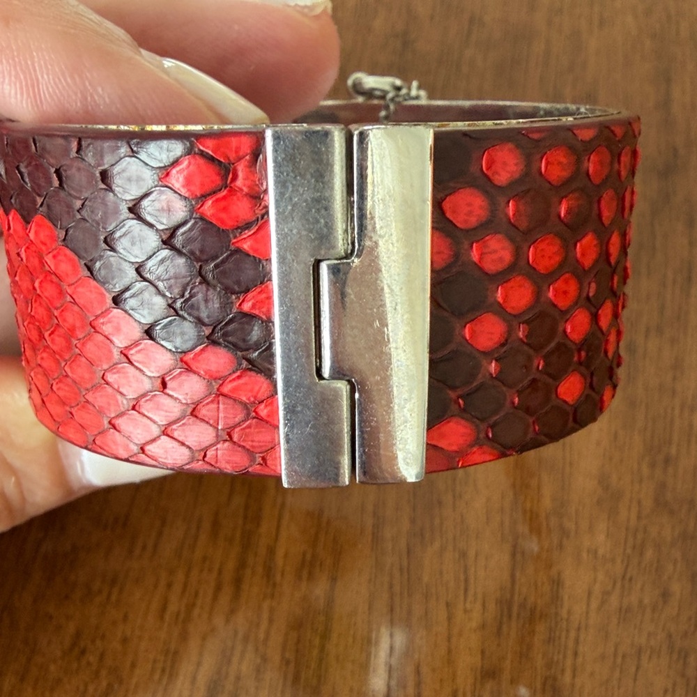 Celine Red Python Manchette Cuff Bracelet / Phoeb… - image 4